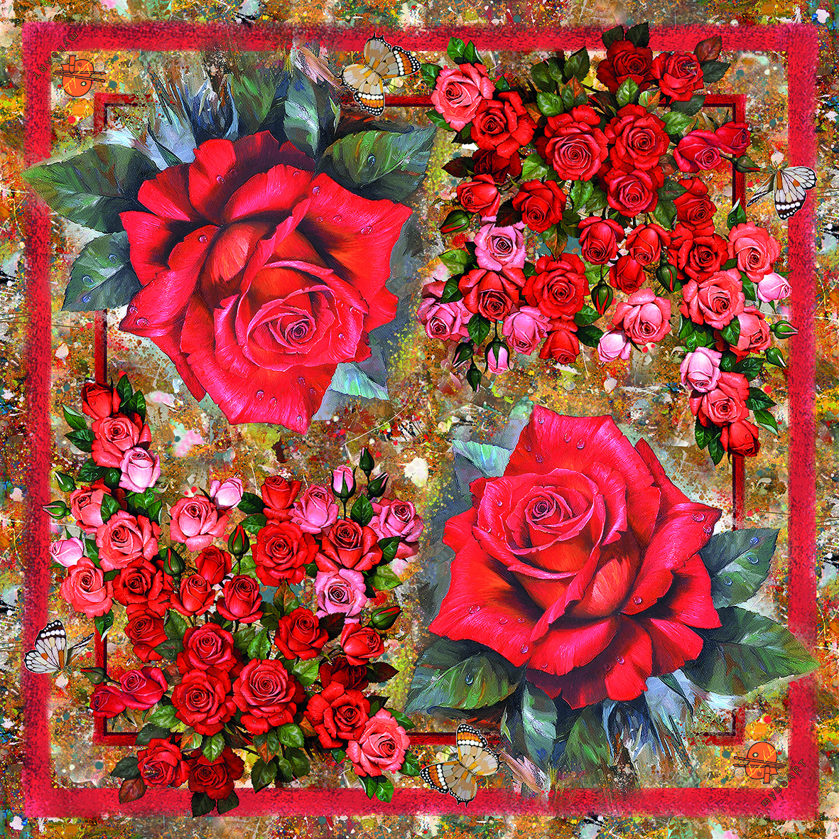 Red Roses - Silk Scarf